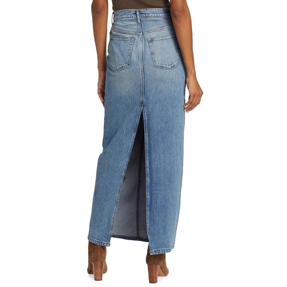NWT Reformation Daria Blue Ultra High Rise Back Slit Denim Maxi Skirt 31 - Picture 2 of 3